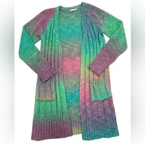 NWOT Cloud Chaser Ombré Multicolor Women's Long Cardigan Duster Sweater Boho Med